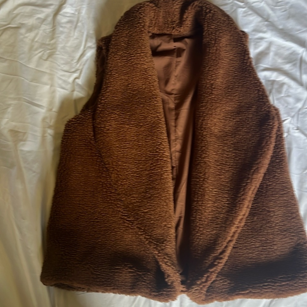Coffee brown faux fur vest